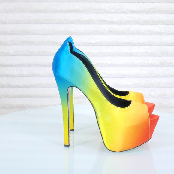 Tiki Gaga Colorful Satin Upper Open Toe Graphic Print Sole Platform Shoes - Picture 11 of 14